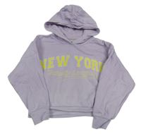 Levandulová crop mikina s nápisom a kapucňou Matalan