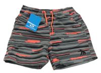 Nové - Sivo-čierno-neónově ružové vzorované plážové kraťasy Martano