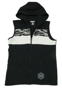 Čierno-sivá tepláková vesta s kapucňou F&F