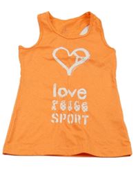 Neónově oranžový športový top s nápisom Powerzone