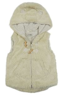 Smetanová chlupatá podšitá vesta s kapucí Next 
