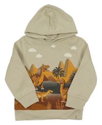 Béžová mikina s dinosaurami a kapucňou C&A