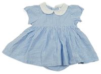 Modro-bílé kostkované plátěné šaty se všitým body H&M