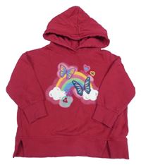 Tmavoružová oversize mikina s motýly a kapucňou M&Co.