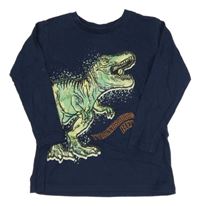 Tmavomodré triko s dinosaurem Dunnes