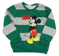 Tmavozeleno-sivá pruhovaná mikina s Mickey PRIMARK