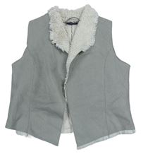 Šedá semišová zateplená crop vesta/cardigan Page One Young