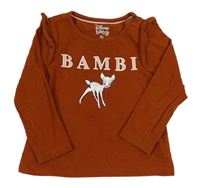 Medové triko s Bambim a volánky C&A