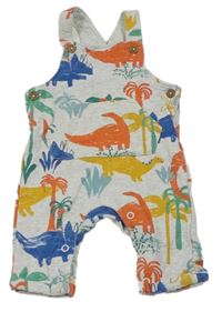 Svetlosivé melírované na traké tepláky s dinosaurami a palmami a vreckom M&S