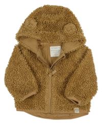 Hnedá huňatá podšitá bunda s kapucňou s uškami M&S