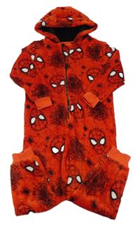 Červená plyšová kombinéza so Spider-many a kapucňou zn. Next