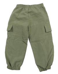 Khaki cargo šušťákové nohavice