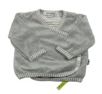 Sivá zamatová zavinovací prepínaci mikina s pruhmi mini woody