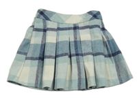 Modro-bielo-tmavomodrá kockovaná skladaná vlnená sukňa Matalan