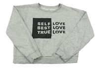 Sivá melírovaná crop mikina s nápismi