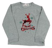 Šedá melírovaná fleecová pyžamová mikina se sobem 