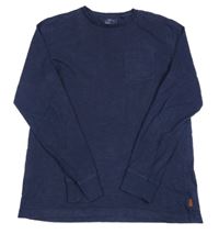 Tmavomodré melírované mikinotriko s kapsou Next