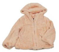 Broskvová kožešinová podšitá bunda s kapucí TEX