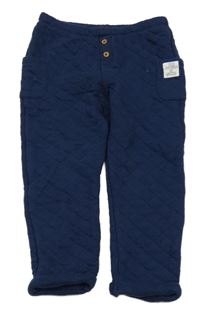 Tmavomodré cargo prošívané vyteplené tepláky s nášivkou M&S