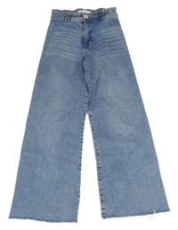 Modré šisované wide leg rifle ZARA