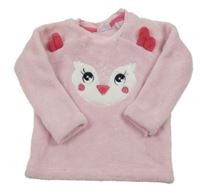 Svetloružová plyšová mikina so sovičkou orsolino