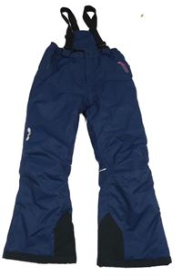 Tmavomodré šusťákové zimní oteplovačky s kšandami C&A