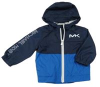 Tmavomodro-modrá šušťáková jarná bunda s logom a kapucňou Michael Kors
