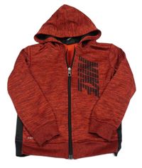 Červeno-černá melírovaná thermo propínací mikina s logem a kapucí Nike