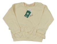 Nové - smotanová rebrovaná oversize mikina s volánikom so cute