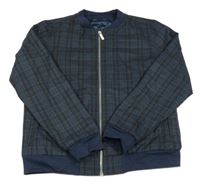 Tmavomodro-černý kostkovaný melírovaný jarní bomber PRIMARK