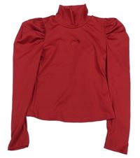 Červený rebrovaný rolák so srdiečkovaným prestrihom SHEIN