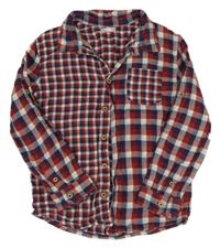 Rezavo-tmavomodro-bílá kostkovaná košile DP...am