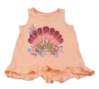 Svetlooranžový melírovaný top s mušlí z flitrů a volánikom Tommy Bahama