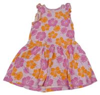 Svetloružové šaty s kvetmi a lístečky a volánikmi PRIMARK