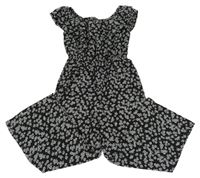 Čierno-biely kvietkovany nohavicový overal New Look