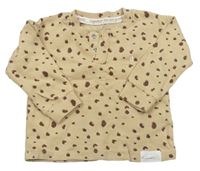 Béžové rebrované tričko s leopardím vzorom Primark