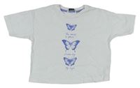Biele crop tričko s motýlikmi George