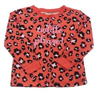 Ružové tričko s nápismi a leopardím vzorom Lily & Dan