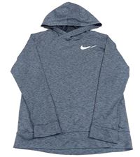 Sivá melírovaná športová funkčná mikina s logom a kapucňou Nike