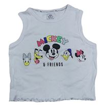 Bílý žebrovaný crop top s Mickeym a přáteli Primark