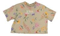 Béžové květované crop tričko s nápisem H&M