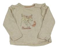 Béžová melírovaná mikina s Bambim a volánky C&A