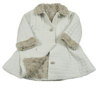 Bílý prošívaný šusťákový zateplený kabát