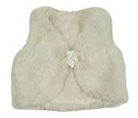 Smotanová kožušinová podšitá vesta s mašlou H&M