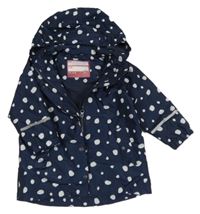 Tmavomodrá puntíkatá šusťáková jarní bunda s kapucí TCM