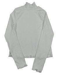 Bílé žebrované crop triko se stojáčkem George