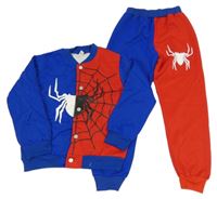 2set - Safírovo-červená propínací mikina s pavoukem + tepláky