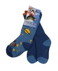 Nové - 2x ponožky - modré s hvězdami a raketou + tmavomodré Pocopiano