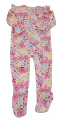 Růžový květovaný fleecový overal s volánky Dunnes