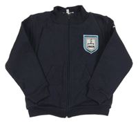 Tmavomodrá prepínaci mikina s výšivkou